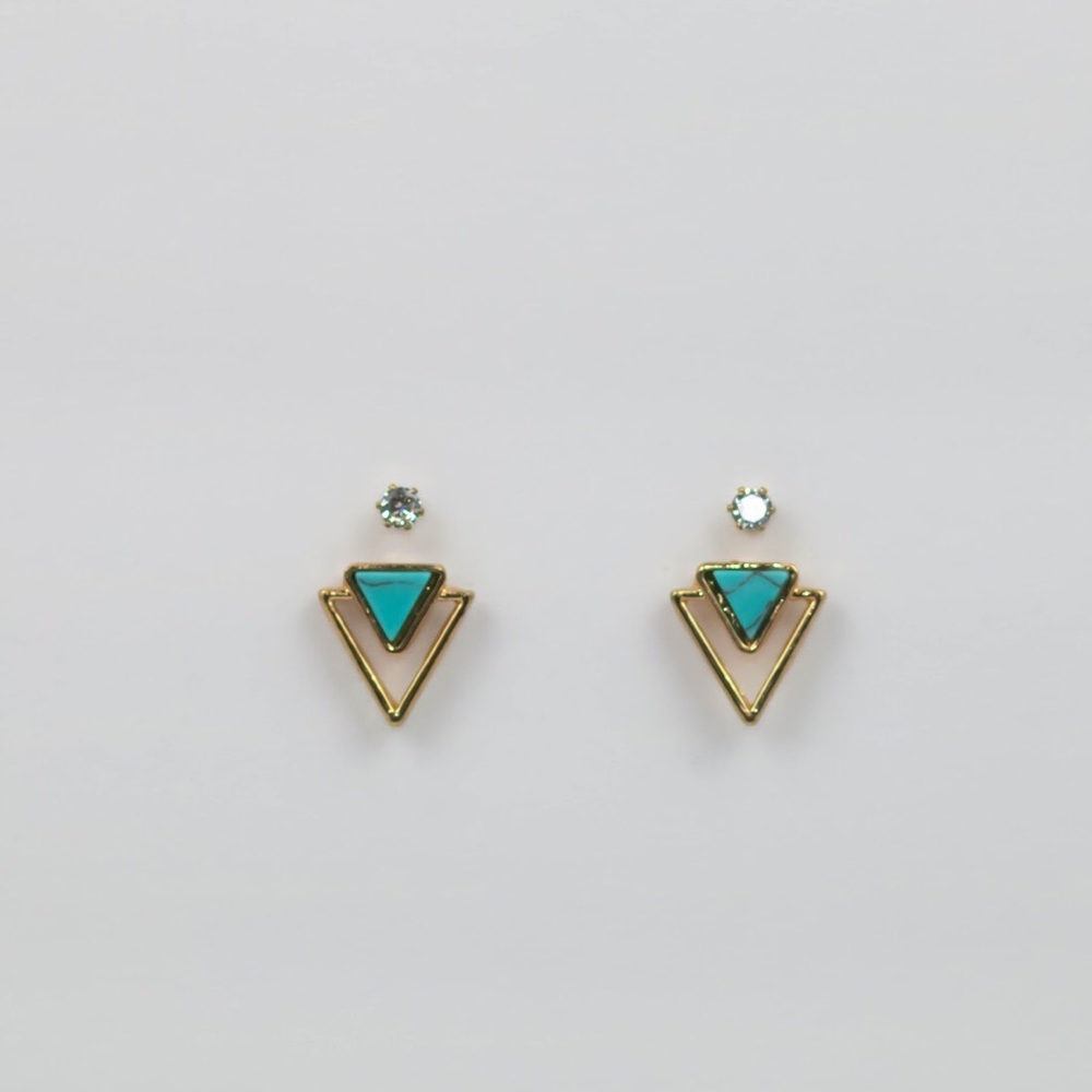 Triangular turquoise statement earrings